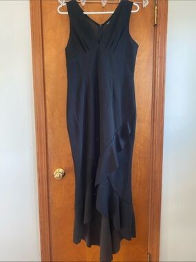 SHEIN Black Sleeveless V-Neck Maxi Dress with Ruffle Hem